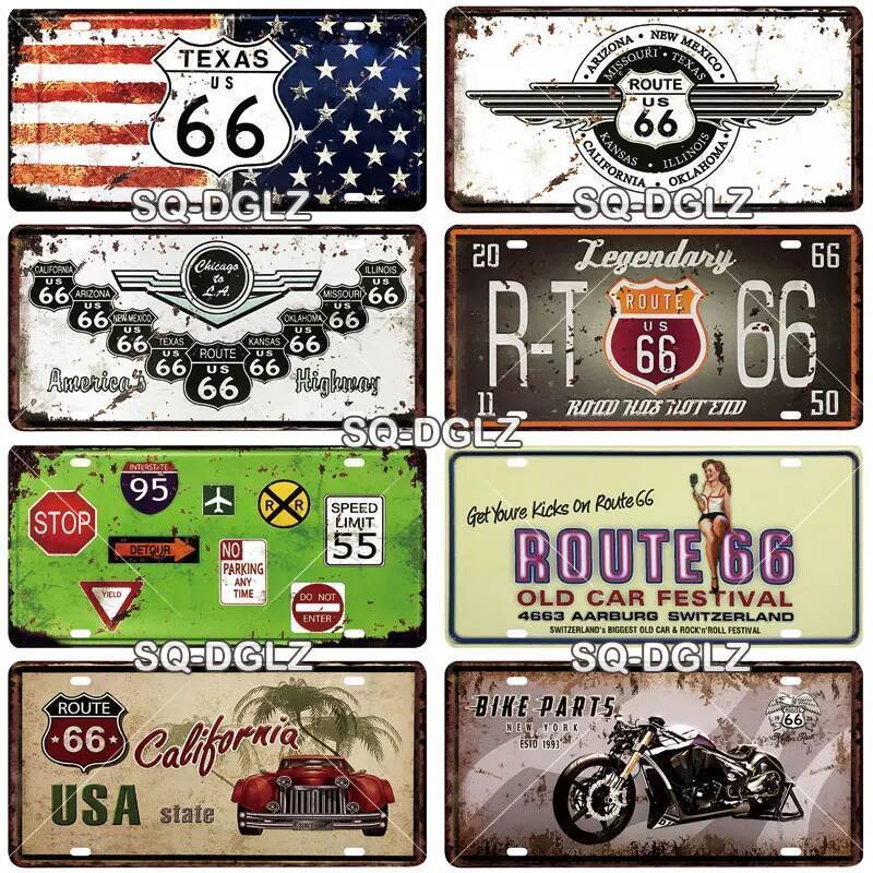 รถจักรยานยนต์ Vintage ป้ายโลหะ 66 Motel ป้ายดีบุก Vintage Garage Decor Man Cave Plaque Home Wall Dec