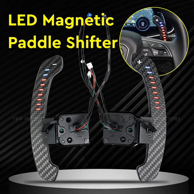 Carbon Fiber Magnetic LED Paddle Shifter For Audi A1 A3 A5 A8 Q3 Q4 Q5 Q7 Q8 S1 S3 S5 SQ5 SQ8 RS3 R
