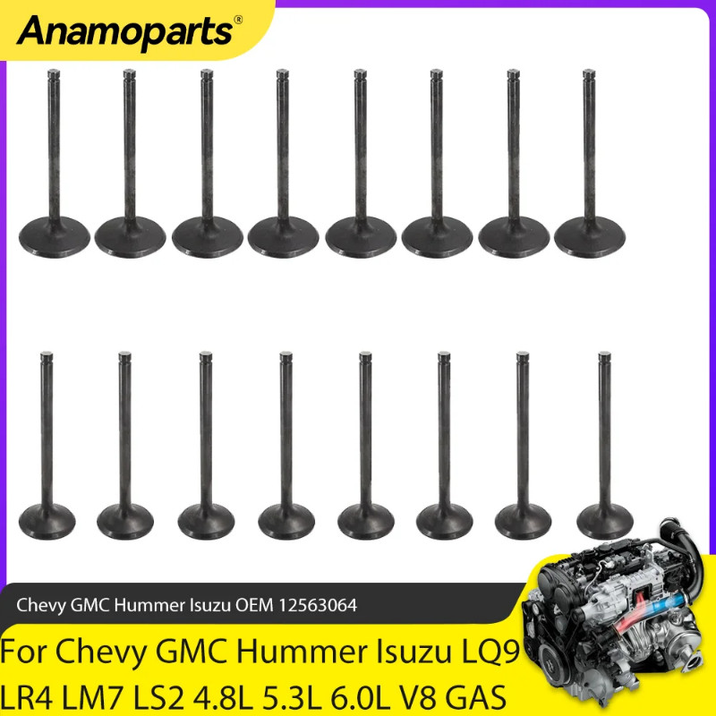 Engine Parts Intake Exhaust Valve Set Fit 4.8 5.3 6.0 L For Chevrolet Cadillac GMC Hummer Isuzu LQ9