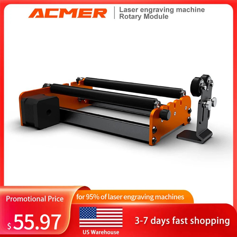 ACMER M2 Laser Rotary Roller Laser Engraver Module Y-axis Rotary Roller 360° Rotating for 4-138mm E