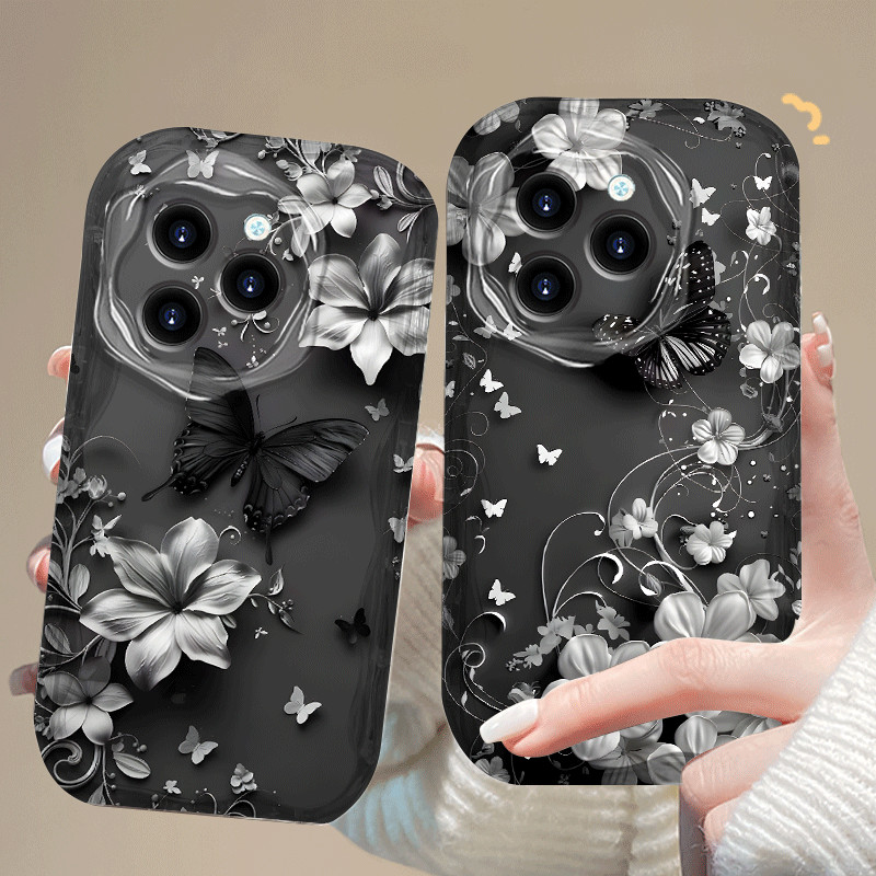 ปลอกสําหรับ Infinix HOT 40 Pro TECNO TEChno Spark 20 Pro หรูหราดอกไม้ผีเสื้อการ์ตูน 2D ซิลิโคนนุ่ม T