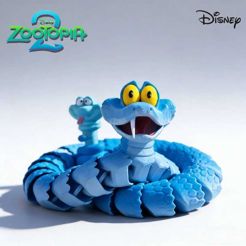 C Hot 3D Zootopia 2 40-60Cm Kind Gary Snake Articulated Simulation Toy Snake, 3D Printed Gary Snake