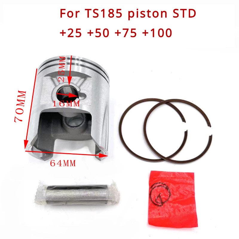 Motorcycle Engine Part STD +25 +75 +50 +100 64MM 64.25MM 64.5MM 65MM Bore Pin 16mm Piston Ring Kit