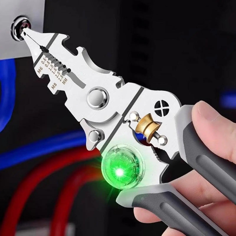 Wire Stripper Crimper Pliers Voltage Test Wire Cutter for Home Improvement 10-26 AWG Cable Cutting