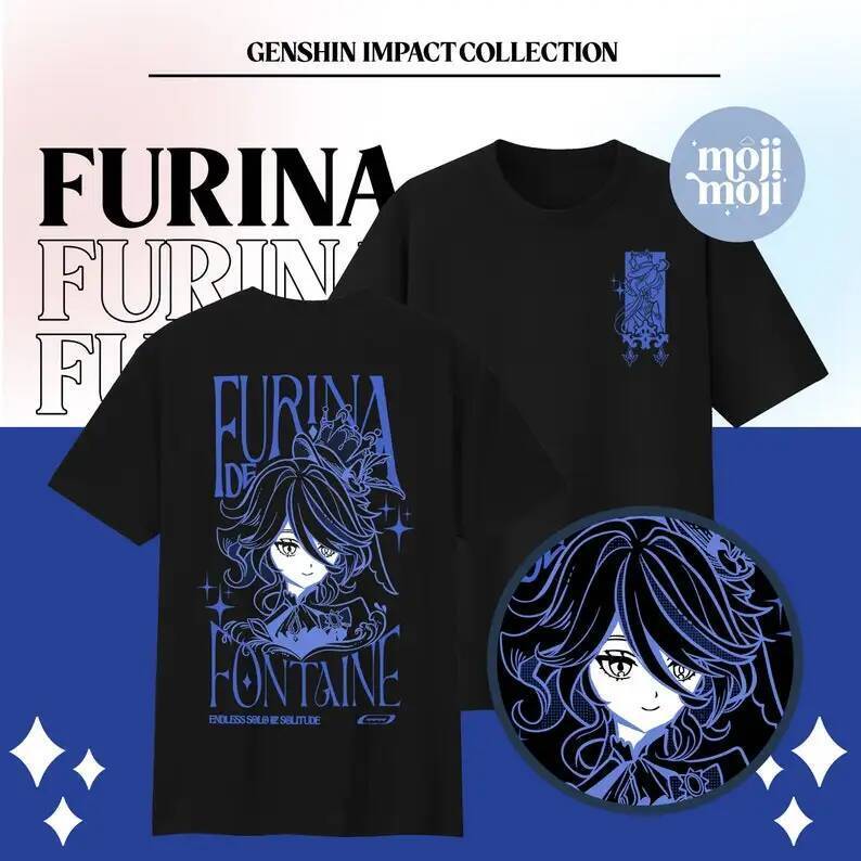 เสื้อImpact Furina ธีมFontaine จากGenshin, เสื้อเกมเมอร์ สำหรับHydro Archon Focalor พร้อมเป็นของขวัญ