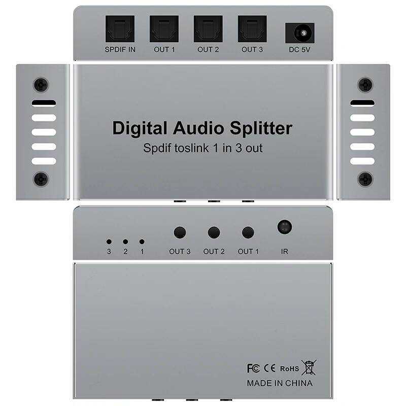C 3 Port Digital Optical Splitter,Spdif TOSK Digital Optical Audio Splitter 1X31 In 3 Out,Audio For