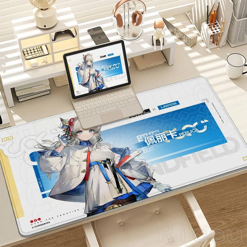 HD พิมพ์ Arknights Endfield Perlica แผ่นรองเมาส์ XXL เกมลื่นยางธรรมชาติสําหรับเล่นเกมเดสก์ท็อปขนาดให