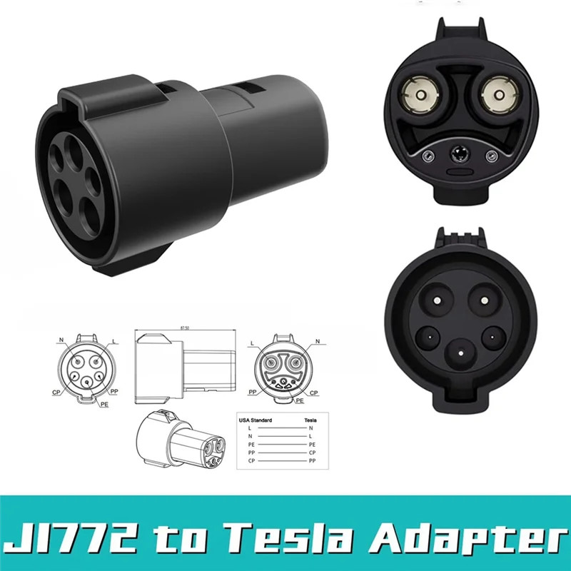 AASS-LENZ J1772 Charging Adapter For Tesla Model 3 Y S X, SAE J1772 EV Adapter J1772 To For Tesla