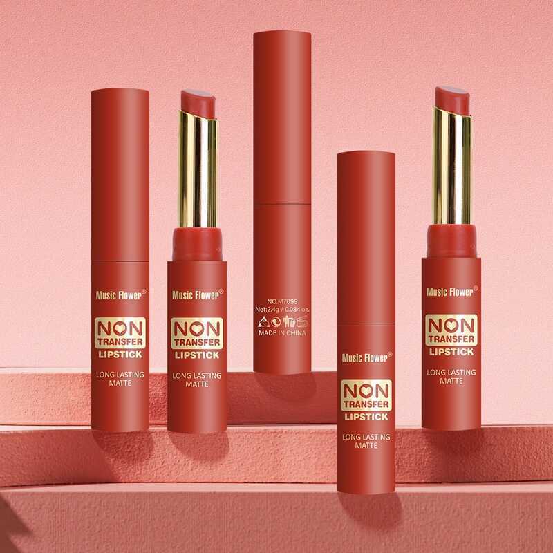 MusicFlower ภาษาน้ําผึ้งกํามะหยี่ Matte สไตล์ 12 สีลิปสติกลิปกลอสแต่งหน้าให้ความชุ่มชื้น Non-Stick C