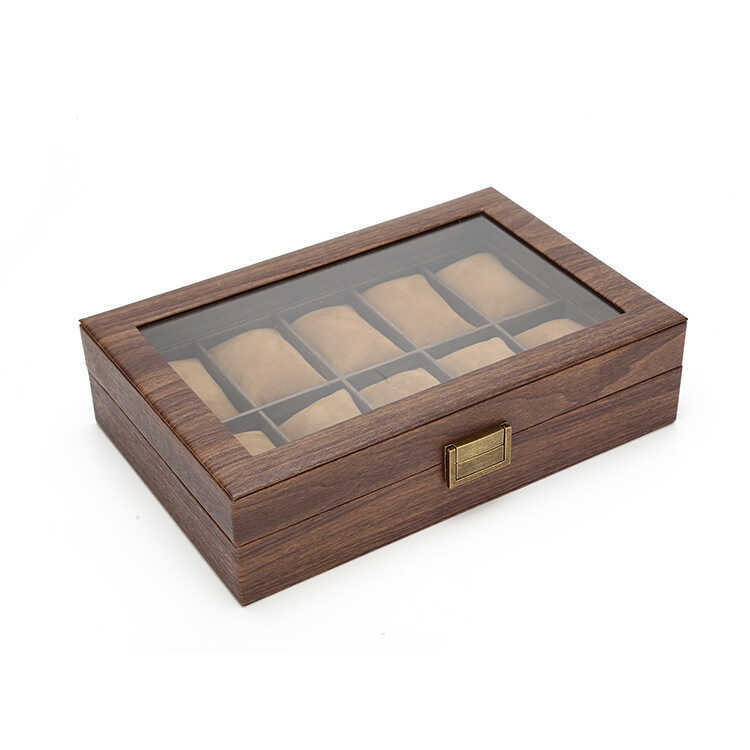 High-End ไม้หนัง 3-Bit 6-Bit 10-Bit 12-Bit นาฬิกากล่องเครื่องประดับ