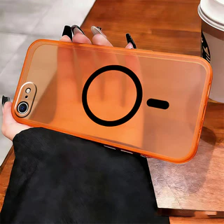 เหมาะสําหรับ iPhone 6 7 8 6s plus เคสโทรศัพท์ frosted สีโปร่งใสแผ่นดูดแม่เหล็กไร้สายชาร์จกันกระแทกปลอก MSTC01