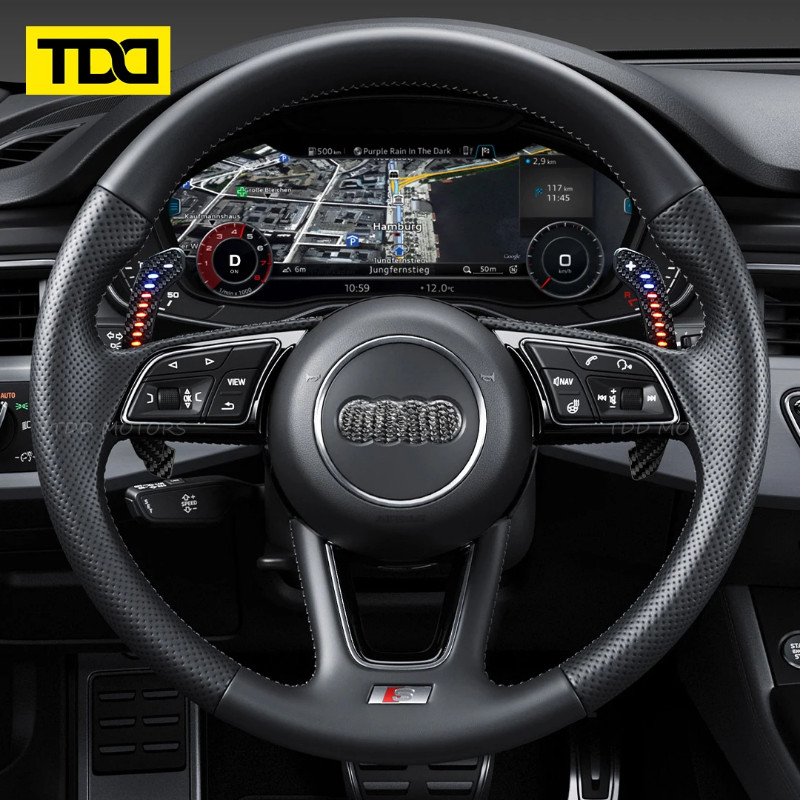Carbon Fiber Magnetic LED Paddle Shifter For Audi A1 A3 A5 A8 Q3 Q4 Q5 Q7 Q8 S1 S3 S5 SQ5 SQ8 RS3 R