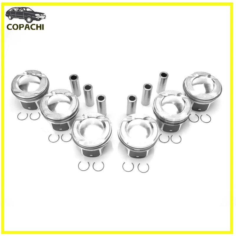 6pc Engine Piston&Rings Pin For 2019+ Defender 110 F-Pace Gas 3.0L I6 AJ20P6 Turbo Sc Ingenium Car