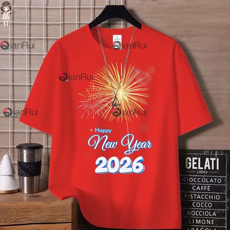MXC T-SHIRT （1449 ) เสื้อยืดลายปีใหม่2026 เสื้อhappy new year ใส่ได้หญิงชาย ခရစ ်စ မ က ် အ က ျ ီ ် 2