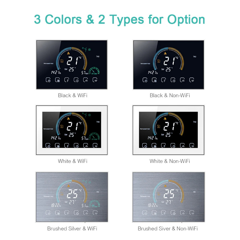 95-240V Wi-Fi Smart Programmable Thermostat 5+1+1 Six Periods Voice APP Control Backlight LCD Water