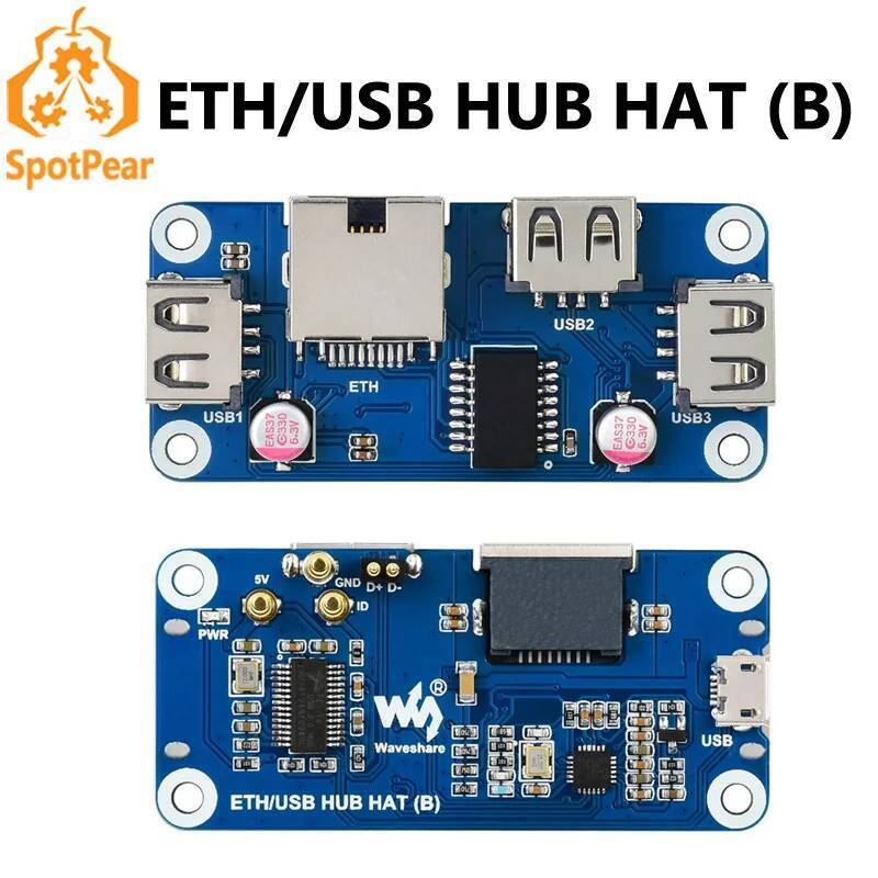 Raspberry Pi Zero 2W Ethernet USB HUB HAT (B) สําหรับปลั๊กอิน Zero Series