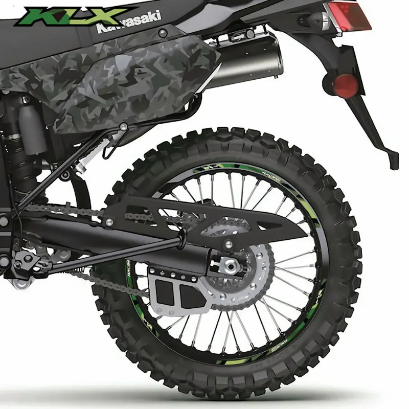 KLX Wheel Sticker Moto Tire waterproof wheel reflective stripe moto decals For KAWASAKI KLX 230R 23