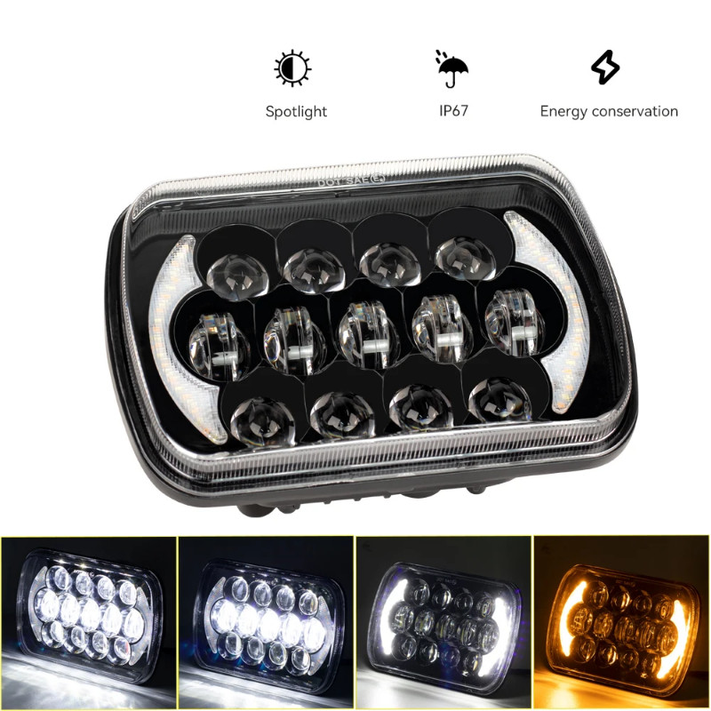 High Quality 7x6 5X7 Waterproof LED Projector Headlight Bulb Hi Low Beam Halo For Cherokee XJ Car L