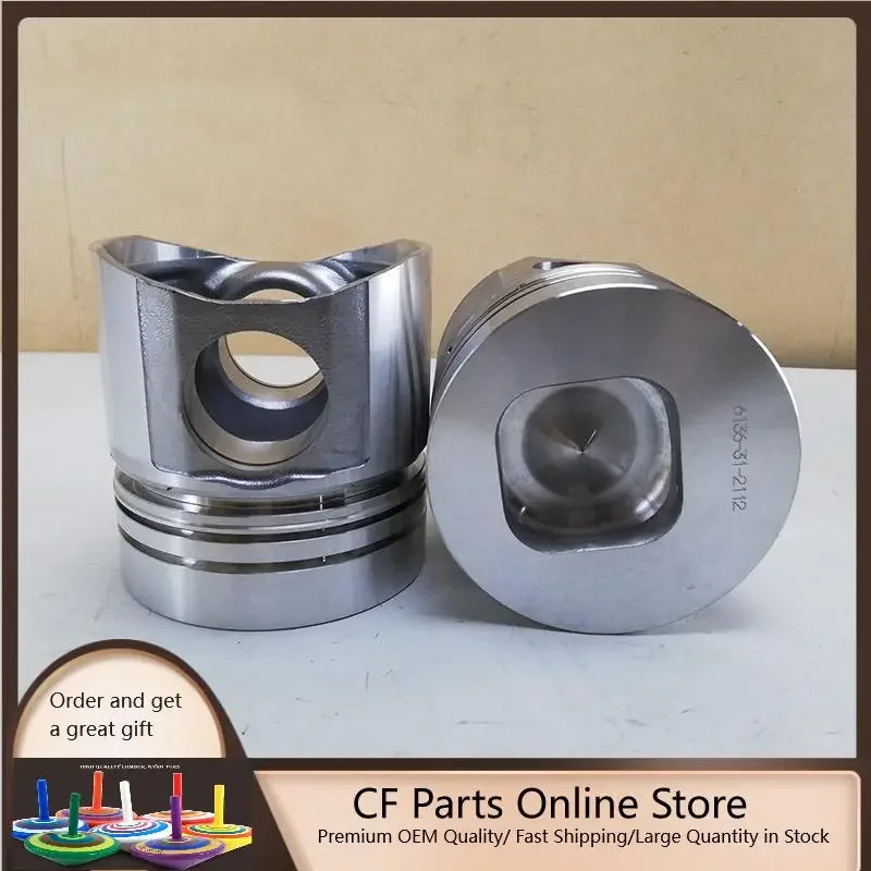 4PCS Construction Machinery 6D105 Diesel Engine Repair Kit Cylinder Piston 6136-31-2112 6136-31-201