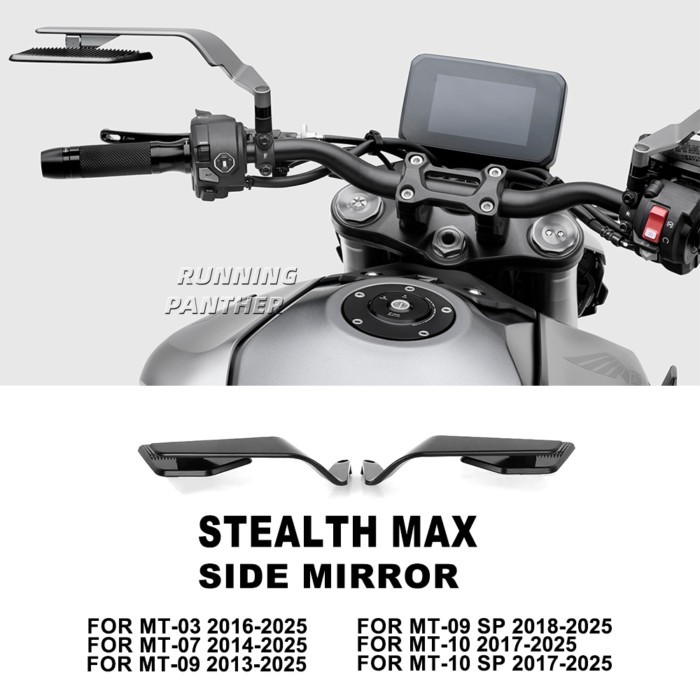 NEW FOR YAMAHA MT-09 MT 09 SP MT-03 MT-07 MT10 MT-10 SP Motorcycle Mirrors - Stealth Max Design Adj