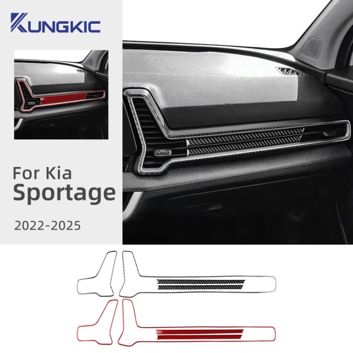 Real Soft Carbon Fiber Sticker For Kia Sportage 2022 2023 2024 2025 LHD RHD Car Air Outlet Frame Un