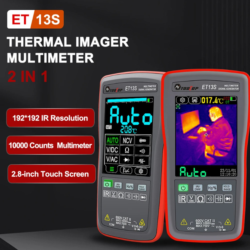 ET13S Thermal Imager Multimeter 192*192 IR Resolution 10000 Counts Multimeter Touchscreen Temperatu