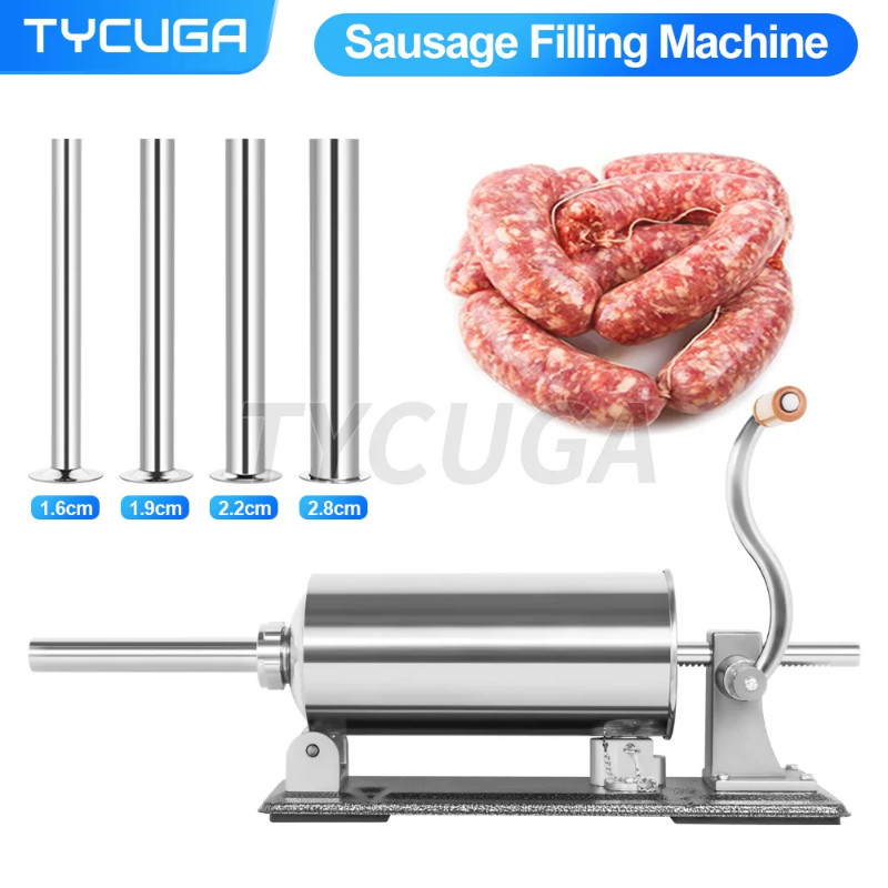 8.8LBS Homemade Sausage Stuffer Stainless Steel Sausage Filling Machine Sausage Syringe Meat Filler