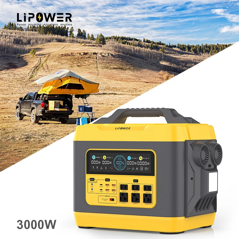 Lipower 3000W 2880wh Outdoor Power Station Solar Charging Portable Power Station for Camping