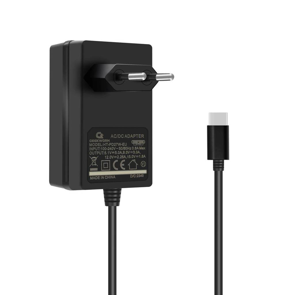 Geekworm Raspberry Pi 5 USB-C Power Supply, PD 27W Type C Power Adapter สําหรับ Raspberry Pi 5