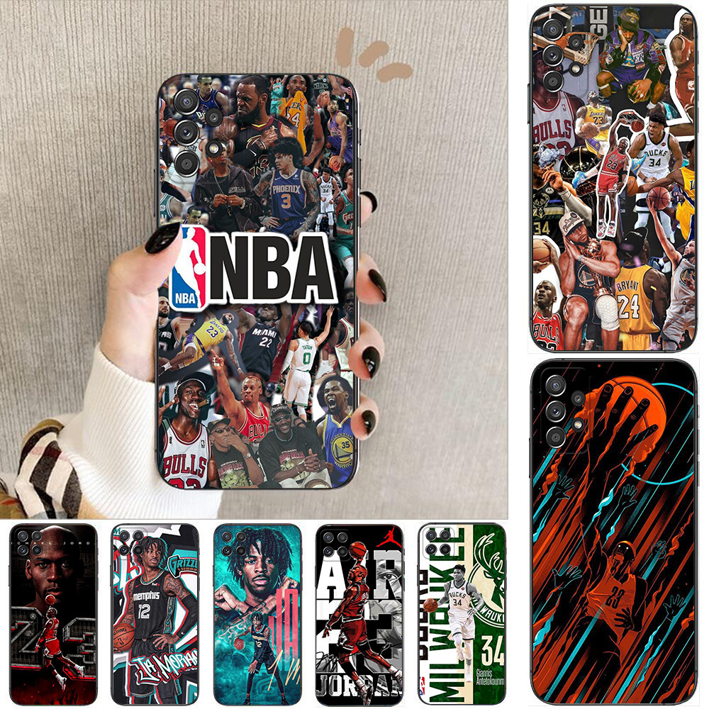 Samsung A22 A55 A56 J4 J6 J8 2018 J4 J5 J6 J7 Prime Plus Core Q15 NBA บาสเกตบอลเคสโทรศัพท์สีดํานุ่ม