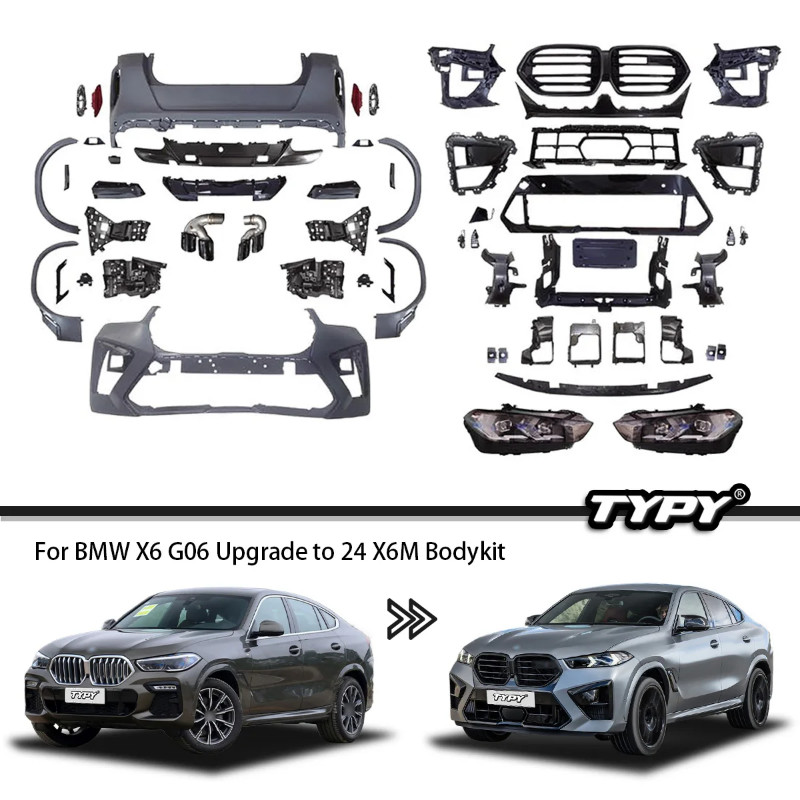 TYPY Car Body kit For  BMW X6 G06 Upgrade  2024 X6M Front And Rear Bumper Headlight Taillight