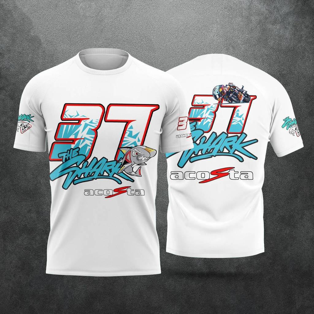 2026 ใหม่ Pedro Acosta 37 พัดลมเสื้อยืด Shark รถจักรยานยนต์ Rider Graphic Tee Unisex ฤดูร้อน Casual 
