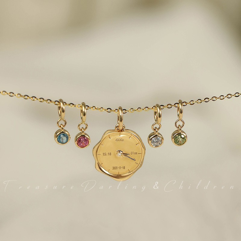 TDC18K Gold Diamond Necklace December Birthstone Series A two-wear pendant