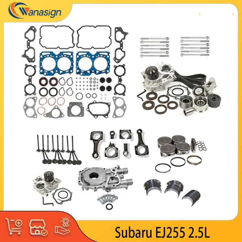 Engine Full Gasket Piston ConRod Bearing Set Timing Chain Kit Water Pump Fit 2.5 L EJ255 For 06-14
