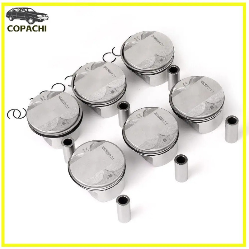 6x Pistons&Rings STD Low Compression 9.7:1 11 25 7 561 850 11 25 7 561 848 For BMW E60 E90 325i 523
