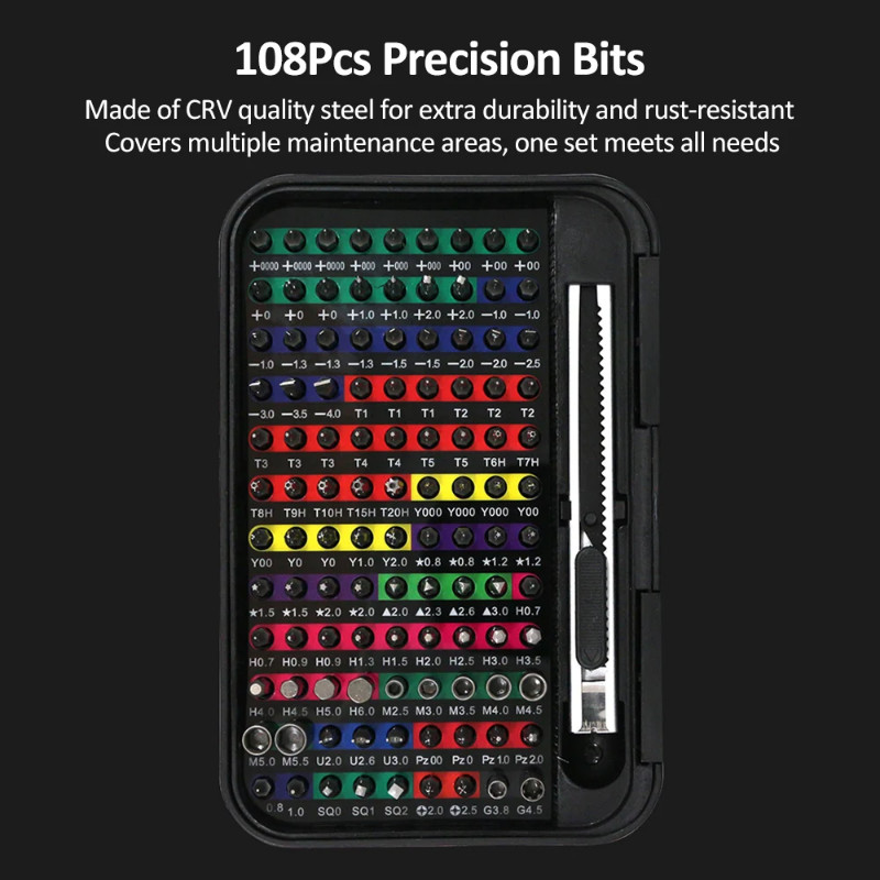 132-in-1 Micro Magnetic Screwdriver Set Mini Precision Screwdriver Set 108 Screwdrivers Bits Small