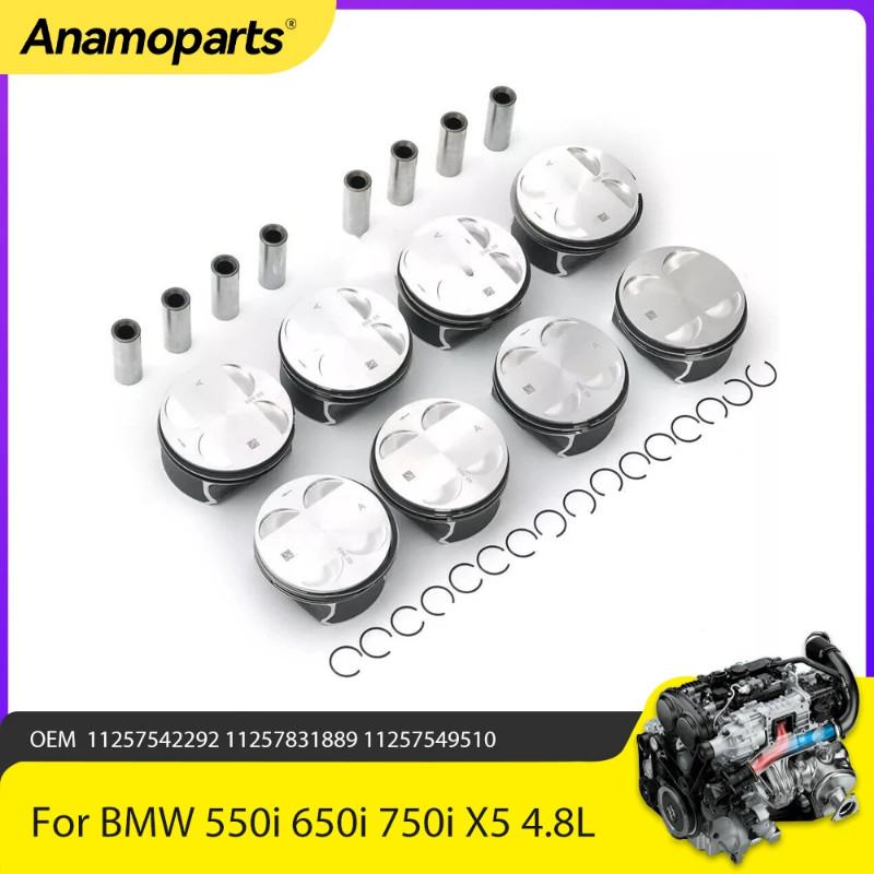 Engine Parts Piston With Ring Set STD Fit 4.8 L Gas N62B48 For BMW 550i 650i 750i X5 E60 E61 4.8L V