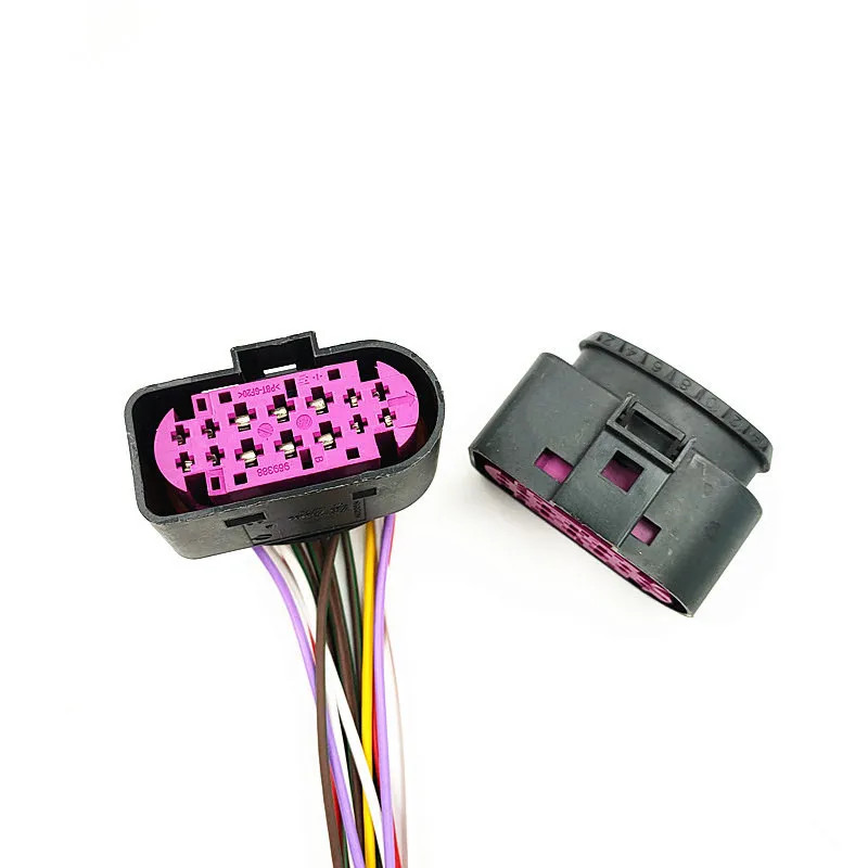 14 Pin/Way Female Car Xenon Headlight Lamp Plug Connector Socket Wire Herness Cable For Audi VW Gol