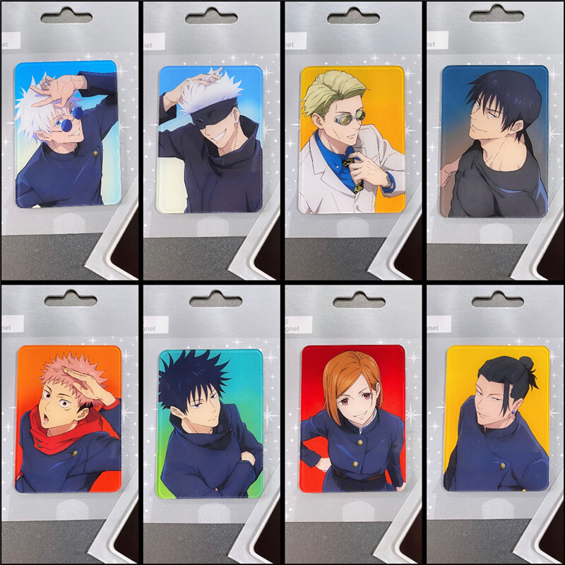 การ์ตูนร้อนอะนิเมะ Jujutsu Kaisen อะคริลิคตู้เย็นแม่เหล็ก Gojo Satoru Itadori Yuji Nanami Fushiguro Toji ตกแต่งห้อง