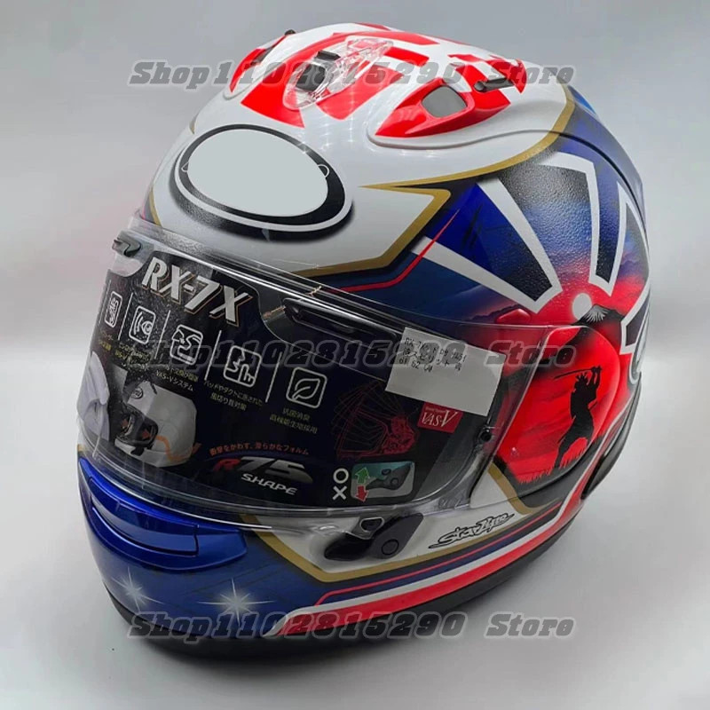 RX-7X Pedrosa Samurai Spirit Blue Motorcycle Helmet RX7X Full Face Helmet RX-7X Corsair-X RX-7V Cas