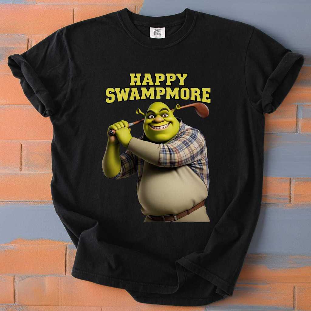 Happy 100% Cotton Swampmore Shirt: Shrek Golf Meme Tee T Shirt Men Clothes