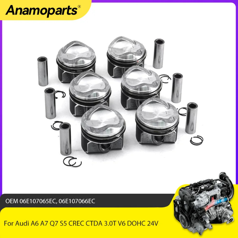 Engine Parts 6x STD Pistons rings set Mahle Fit 3.0 T V6 GAS For Audi A6 A7 Q7 S5 CREC CTDA 3.0T V6