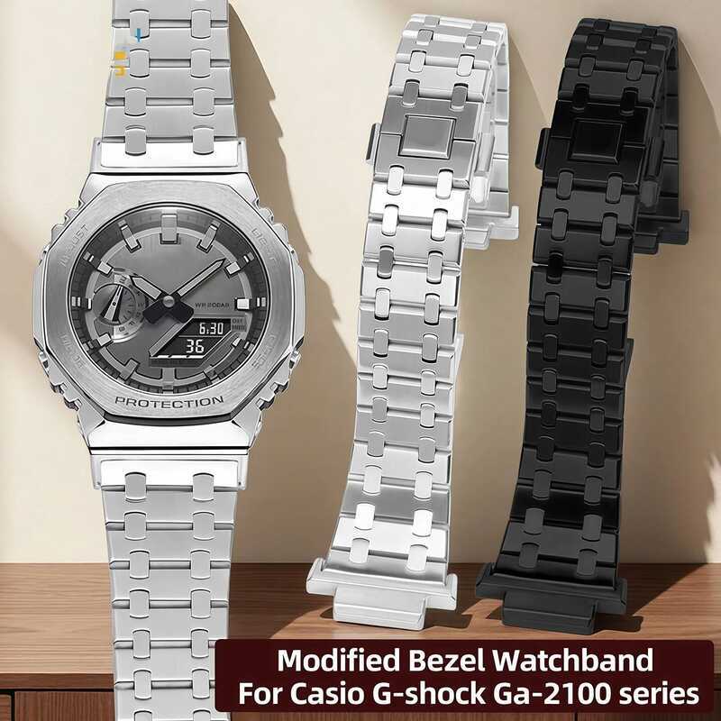 C Modified Watchband For Casio G-Shock Ga-2100 Stainless Steel Strap Metal Ga2100 Ga2110 Ga-B2100 S