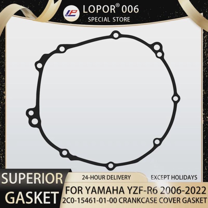 LOPOR Motorcycle Engine Crankcase Cover Gasket Seal For YAMAHA YZF-R6 YZF R6 2006-2020 2022-2024 2C