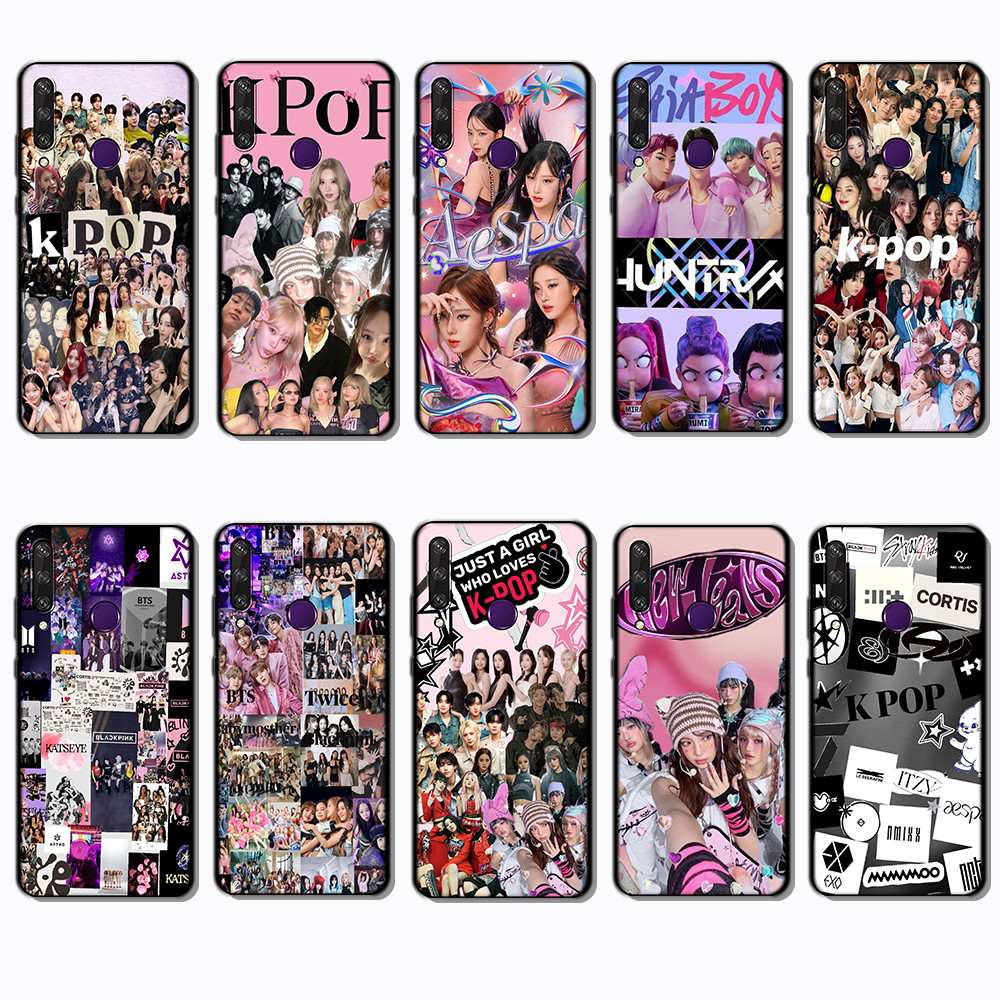 สําหรับ Huawei Y6P Y7A Y8P Y9A Y5 Y6 Prime K-POP เคส TPU สีดํานุ่ม