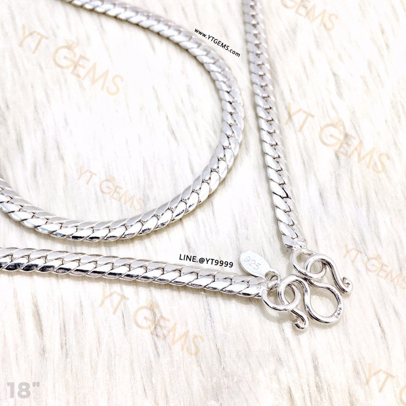 สร้อยคอเงินแท้ ลายบิดแบน 4 มม. 18 นิ้ว YTG-9458