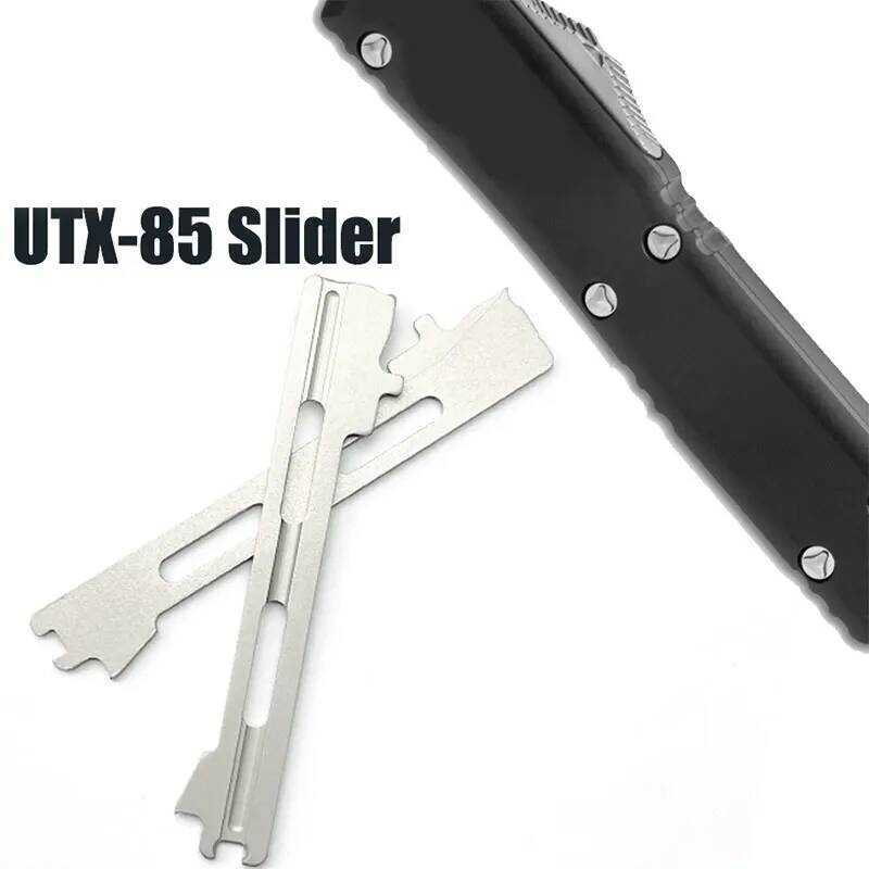 1 ชิ้นสแตนเลสสตีลฤดูใบไม้ผลิสวิทช์ Slider สําหรับ UTX-85 มีด, คลิปด้านหลังสําหรับ UT Series OTF มีด