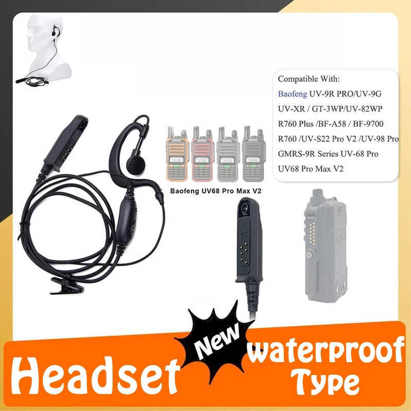 ▥  Uv-9R Plus Walkie Talkie ชุดหูฟัง Uv68 Pro Max V2 หูฟังกันน้ํา Uv9r Bf-A58 Bf9700 หูฟ