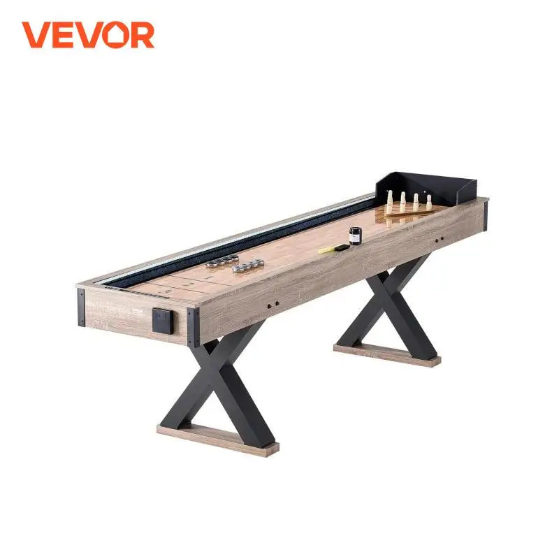 VEVOR Shuffleboard Table 9 ft LED Light Up Shuffleboard for Family Game Room 2-in-1 Shuffleboard an