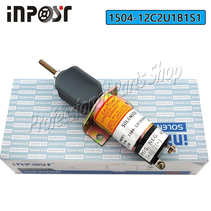 12V 1504-12C2U1B1S1 Fuel Shutoff Solenoid For Kubota DF-750 (2 terminals)